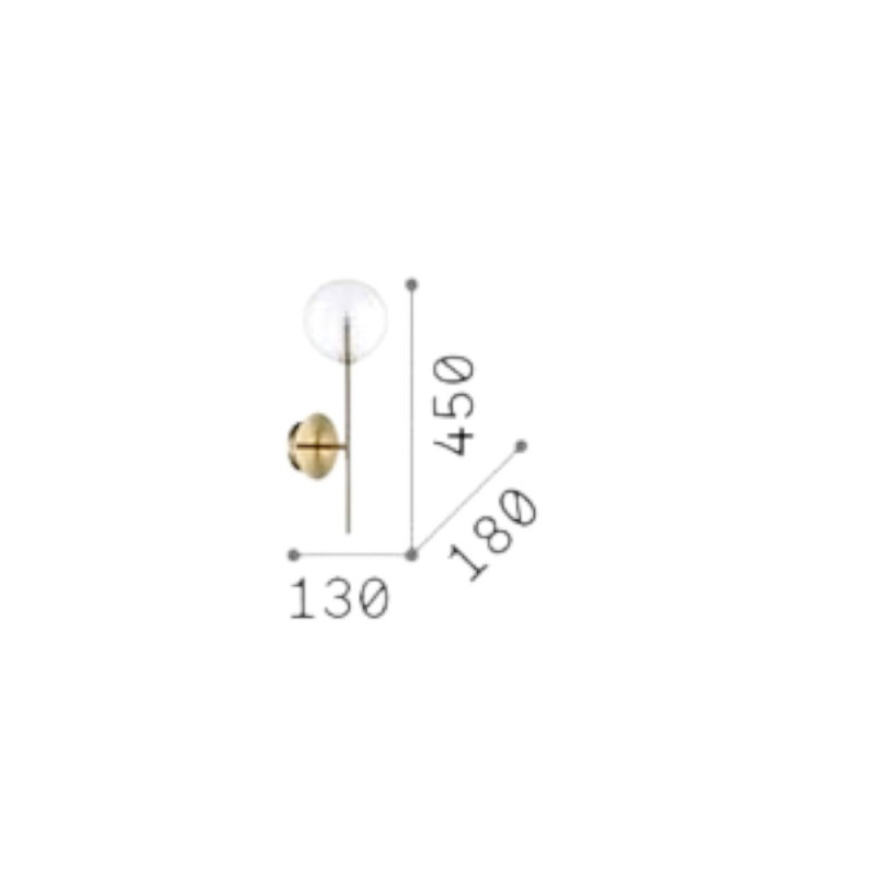 Grande applique laiton brossé 1 globe transparent Equinoxe