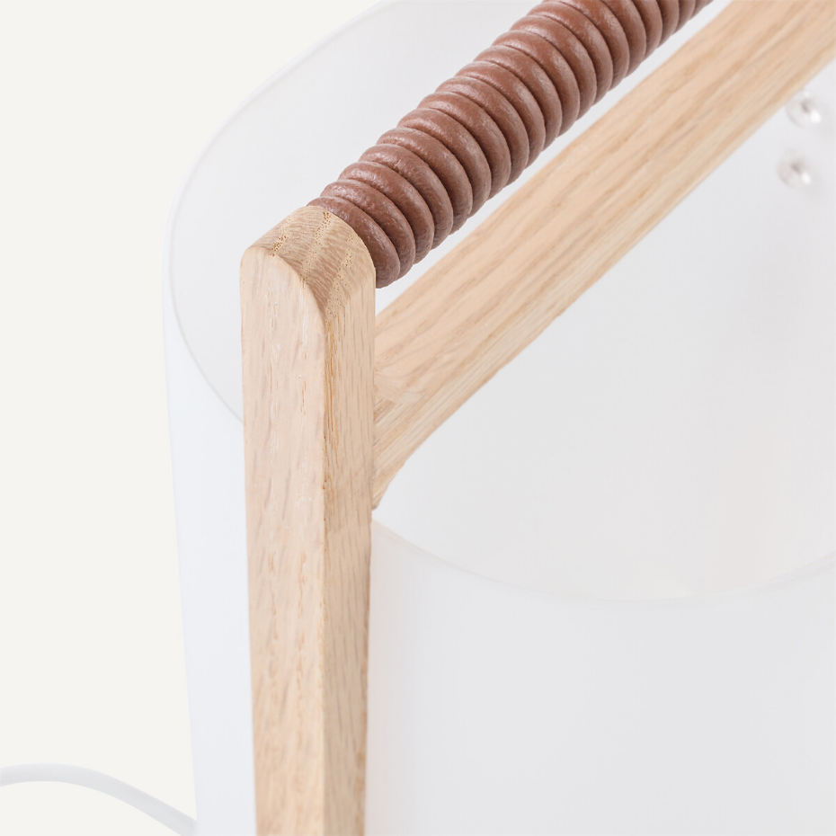 Lampe chêne massif et opaline, Fodéo