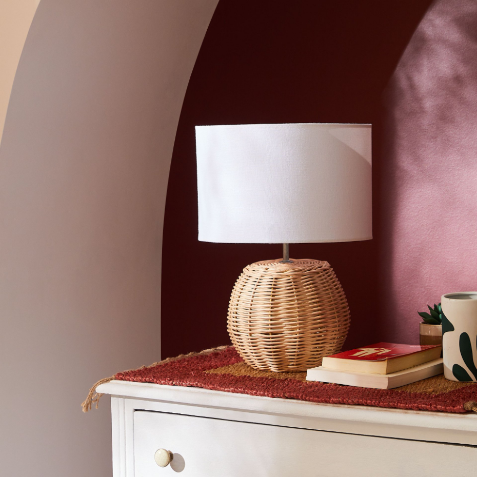 Lampe en rotin et lin, CARTU