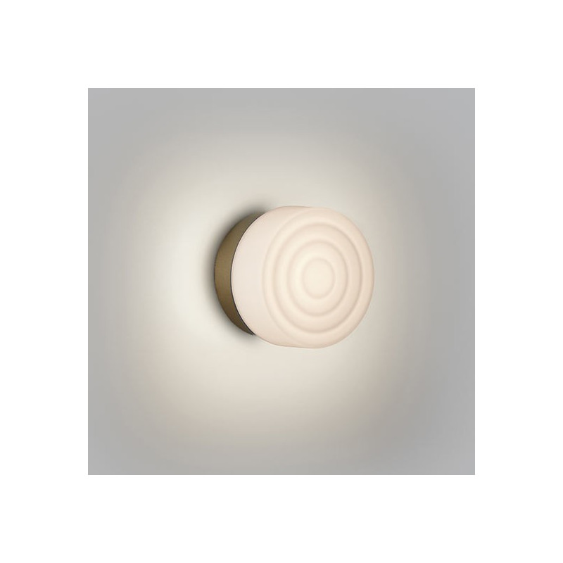 Petite Applique Led Sun Laiton Verre Blanc Opaque