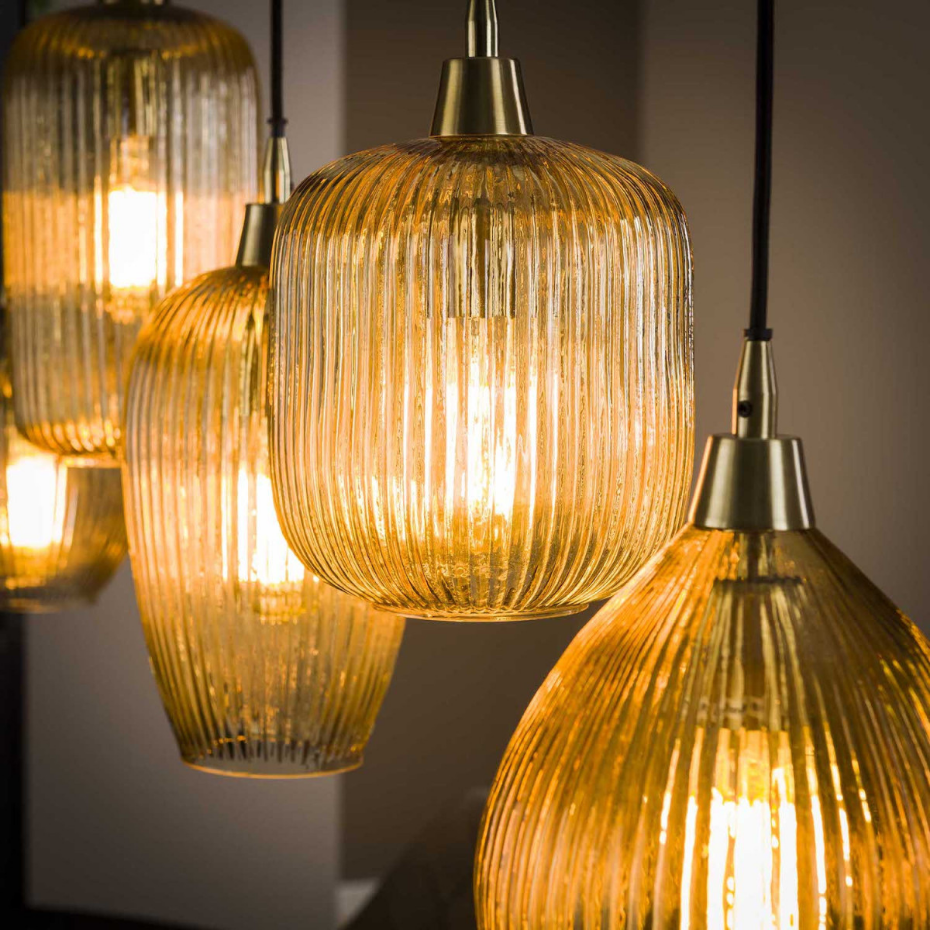 Suspension 5 globes en verre - AMBRE