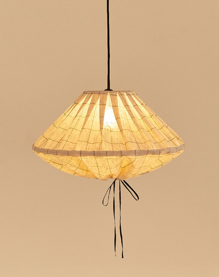 Abat-jour pour suspension en lin français diam. 50cm Yumi