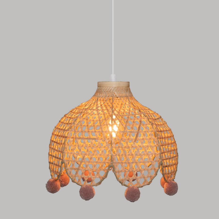 Suspension enfant bambou pompons
