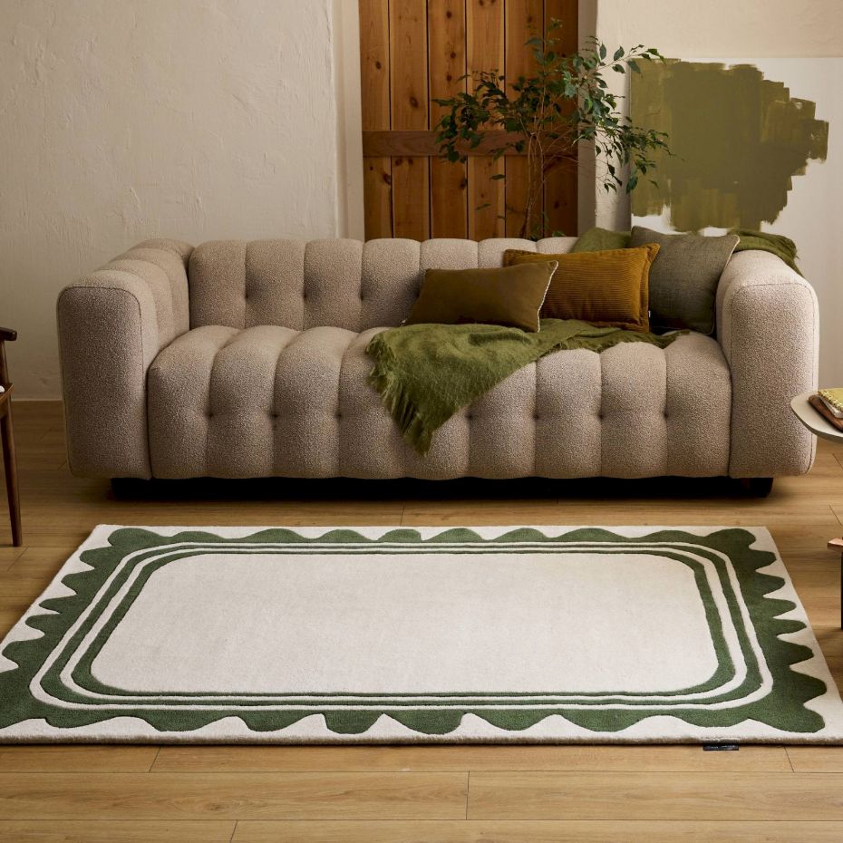 Tapis rectangulaire en laine et coton Cèdre