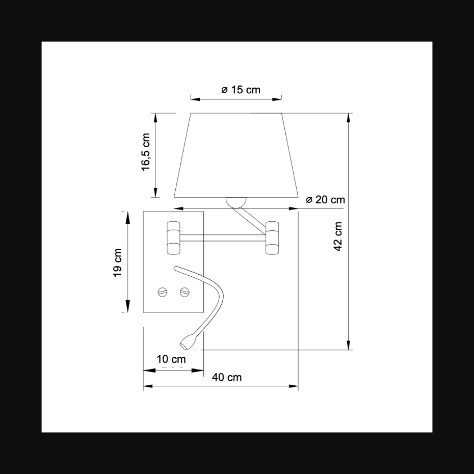 Applique liseuse chrome et tissu - ARAS
