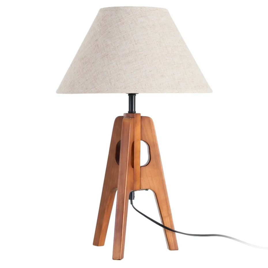Lampe à poser classique bois et abat-jour beige 35x35x54cm