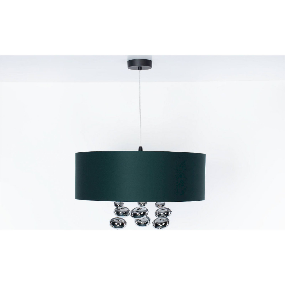 Suspension ronde en tissu avec boules argentées Bubble Light