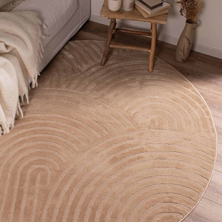 Tapis de salon rond aux motifs arqués BIANCA
