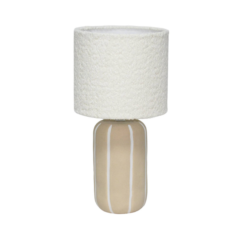 Lampe de table intérieur céramique, abat-jour bouclette H 41cm ROXANE