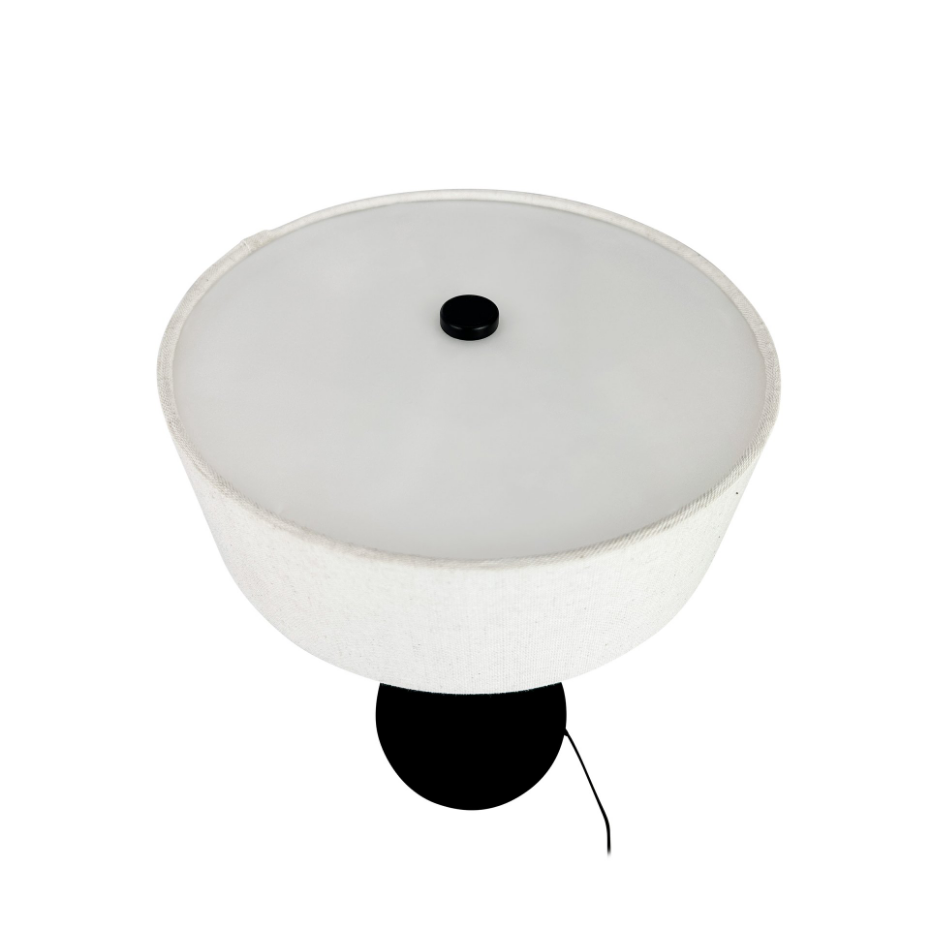 Lampe à poser en métal et tissu Noir/Blanc Calix