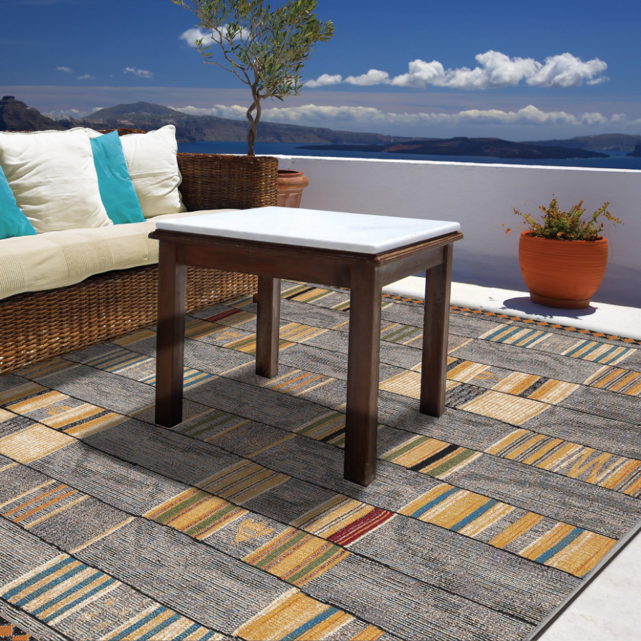Tapis tissé d'intérieur et d'extérieur pour la terrasse et le balcon - Aurora