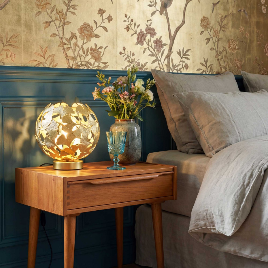 Lampe en métal feuilles de ginko biloba, OSMOSE
