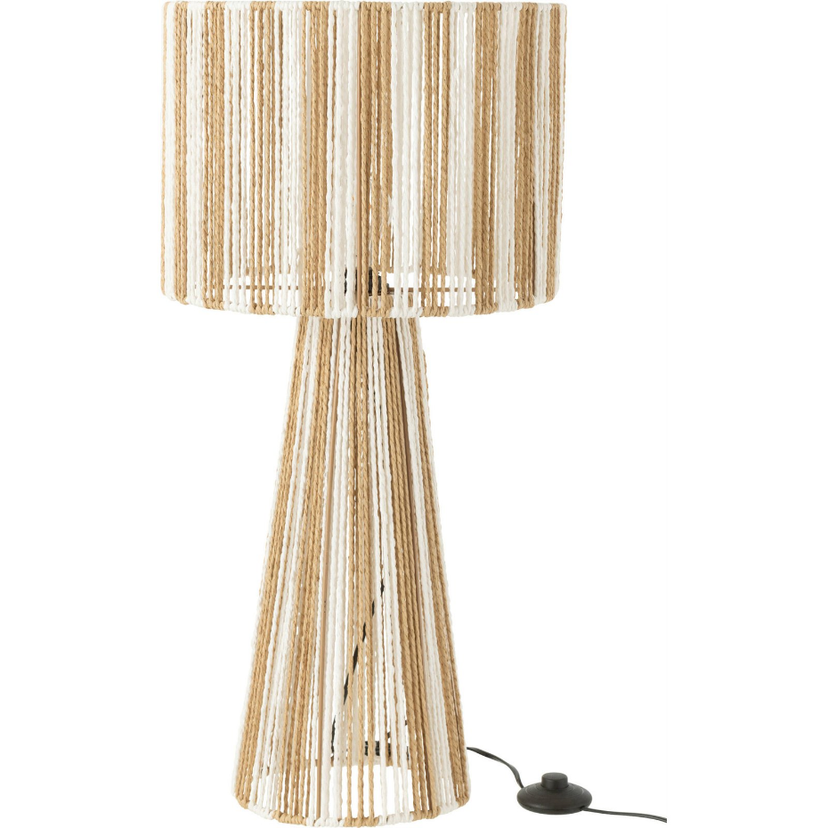Lampe à poser ronde en papier et métal rayures cordes