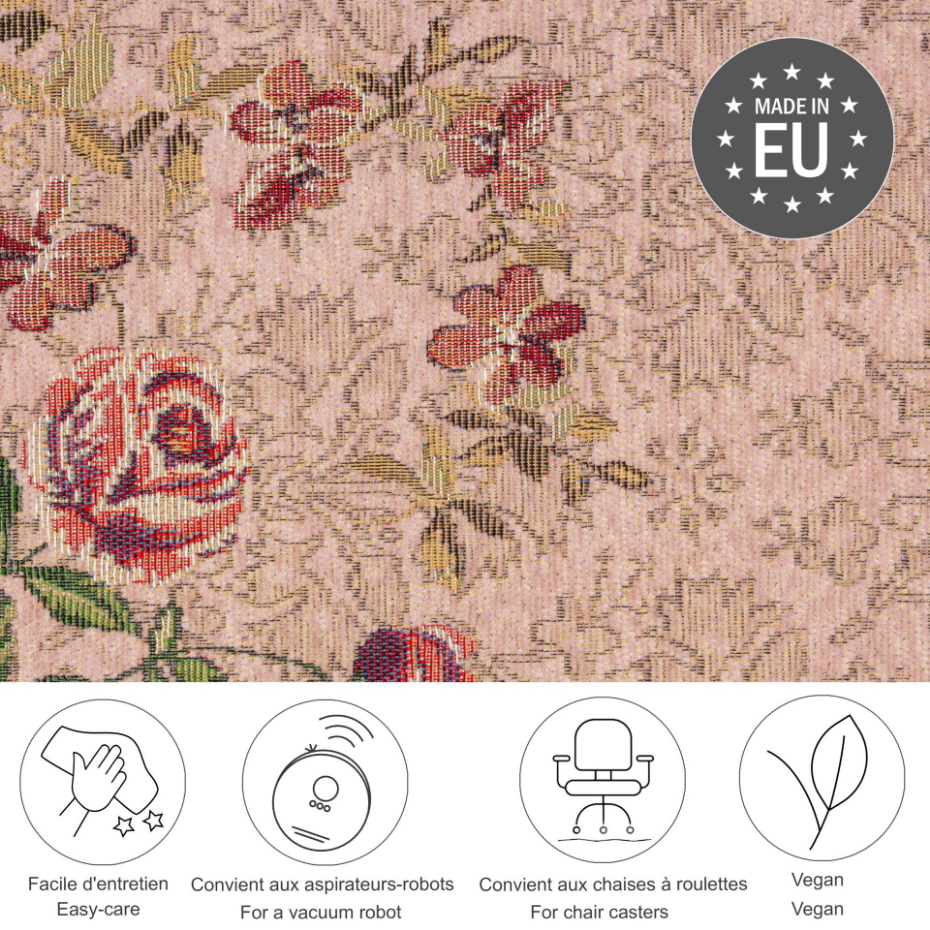 Tapis floral tissé à la machine avec bordure - Flomi
