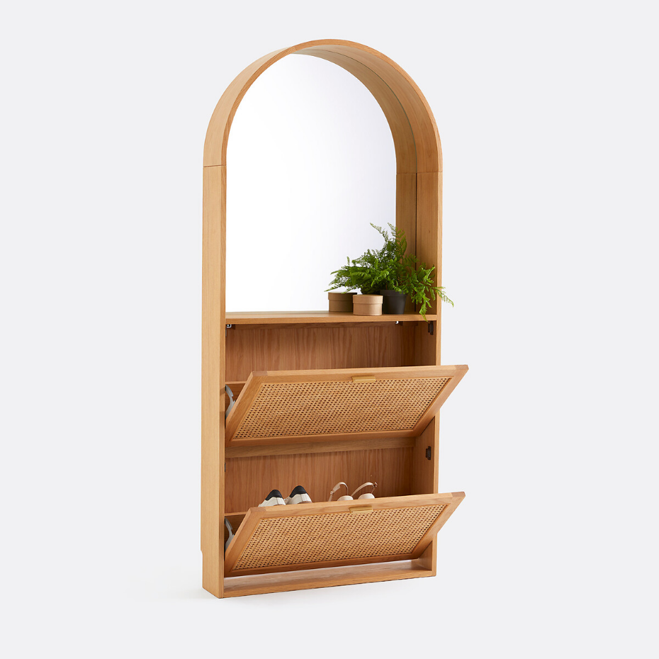 Armoire à chaussures, jusqu'à 8 paires, avec 2 abattants et miroir, MATHEO