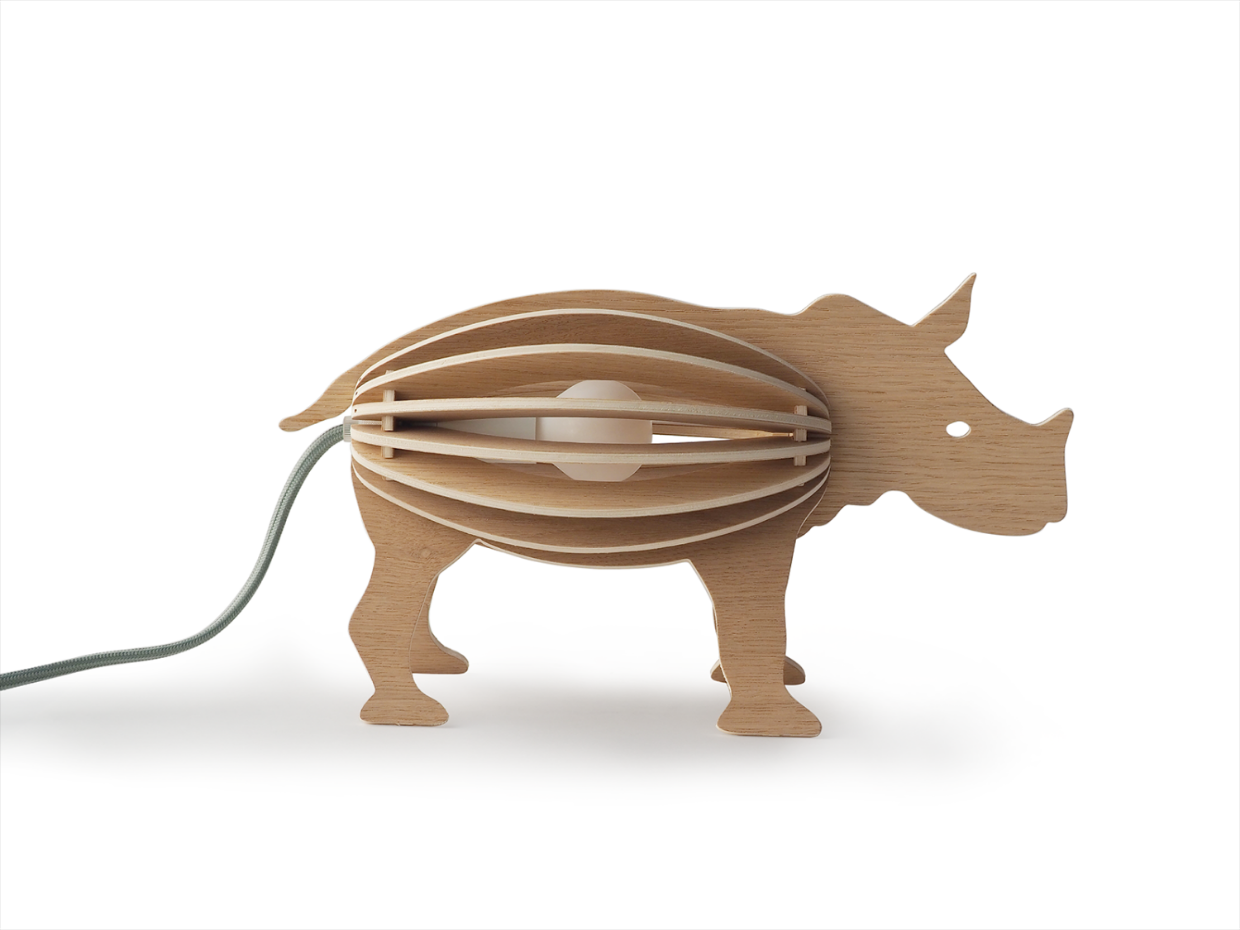 Lampe à poser en chêne Rhinocéros - ZOOO SAVANE