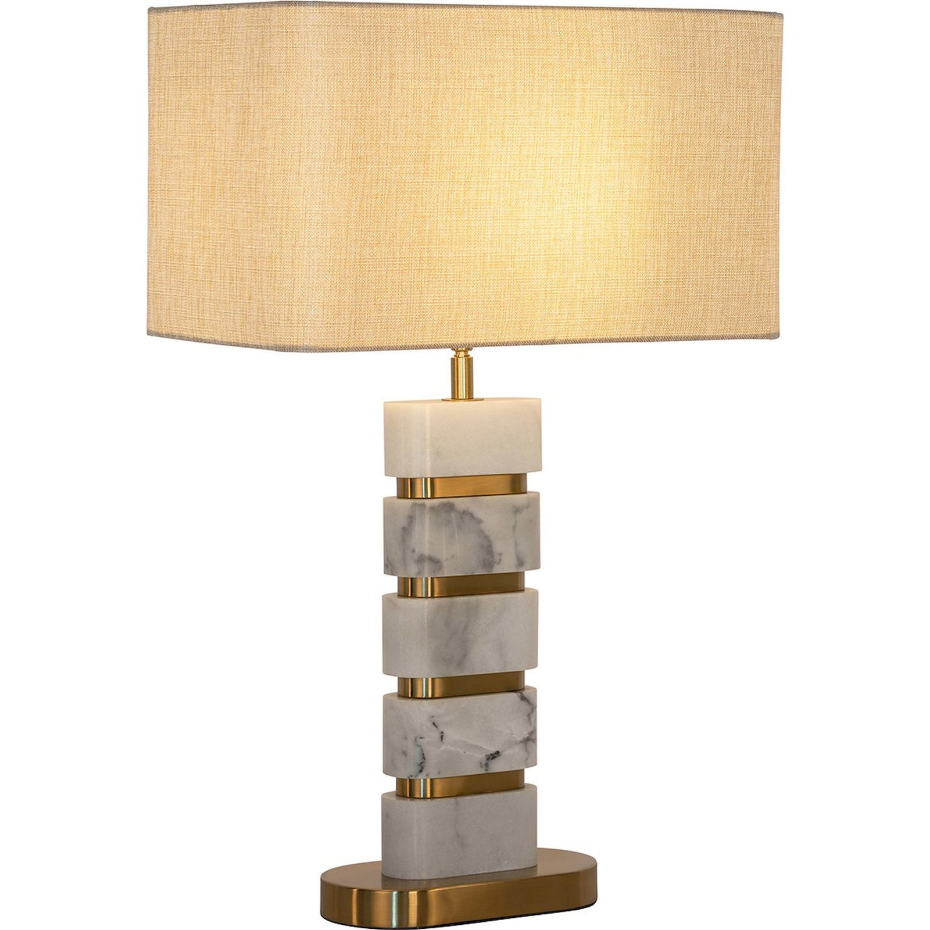 Lampe à poser en marbre avec abat-jour rectangulaire