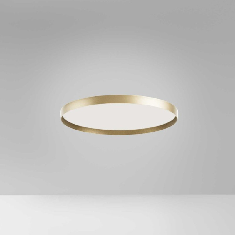 Plafonnier fin à led métal doré satiné Diam.50 Acelia