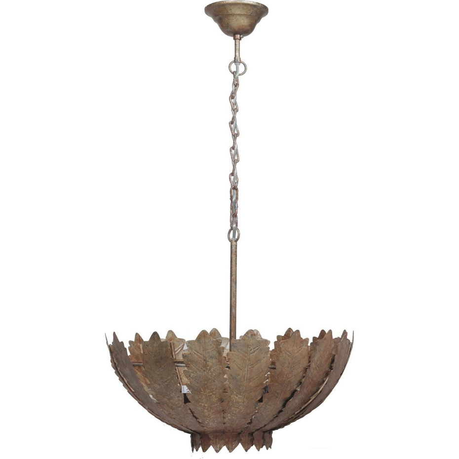 Suspension feuilles en fer format rond