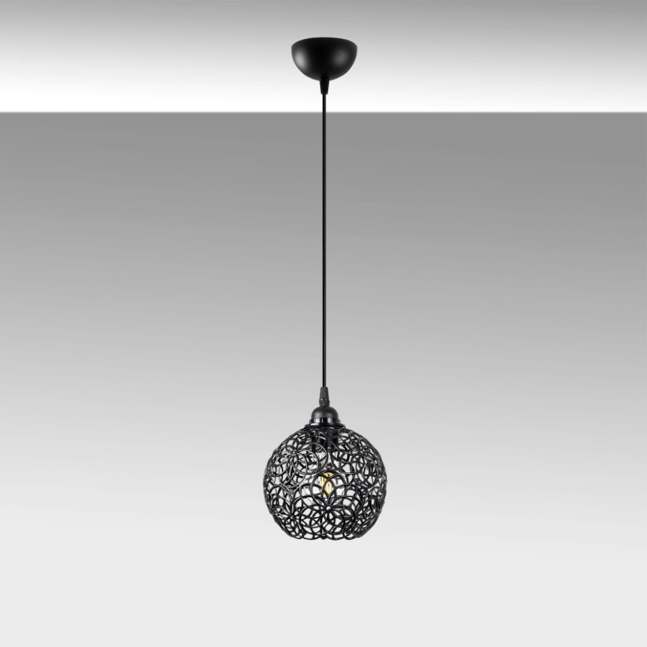 Suspension noire boule – motif floral, ajourée ERZIN