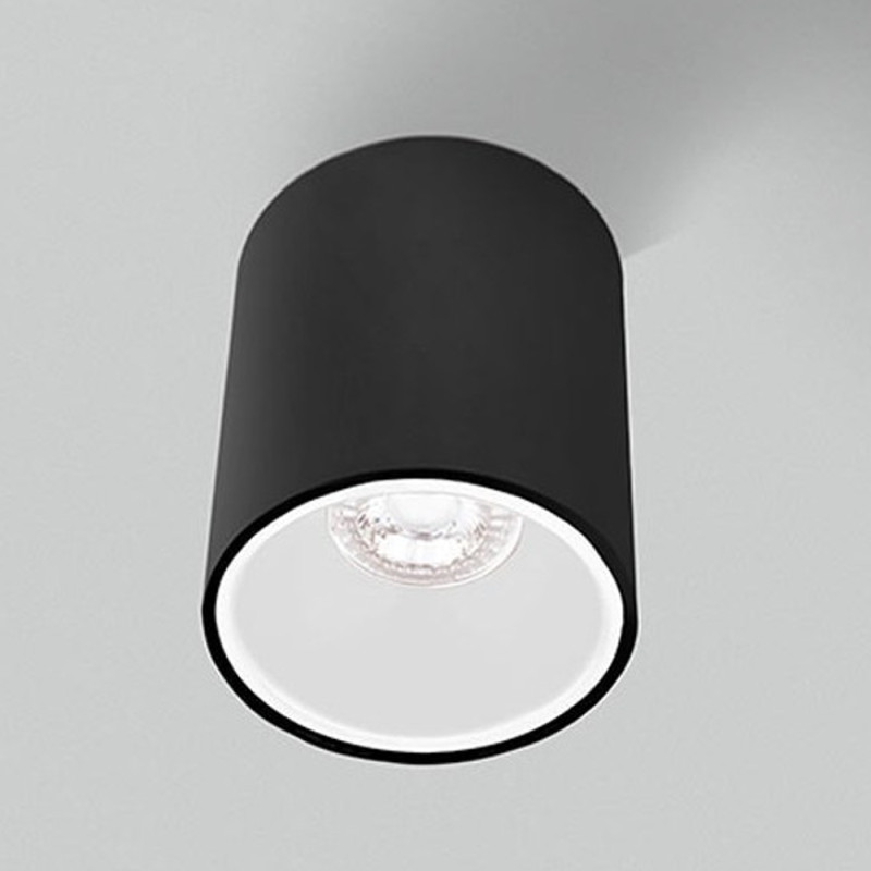 Spot Essentiel Cylindre Noir Intérieur Blanc