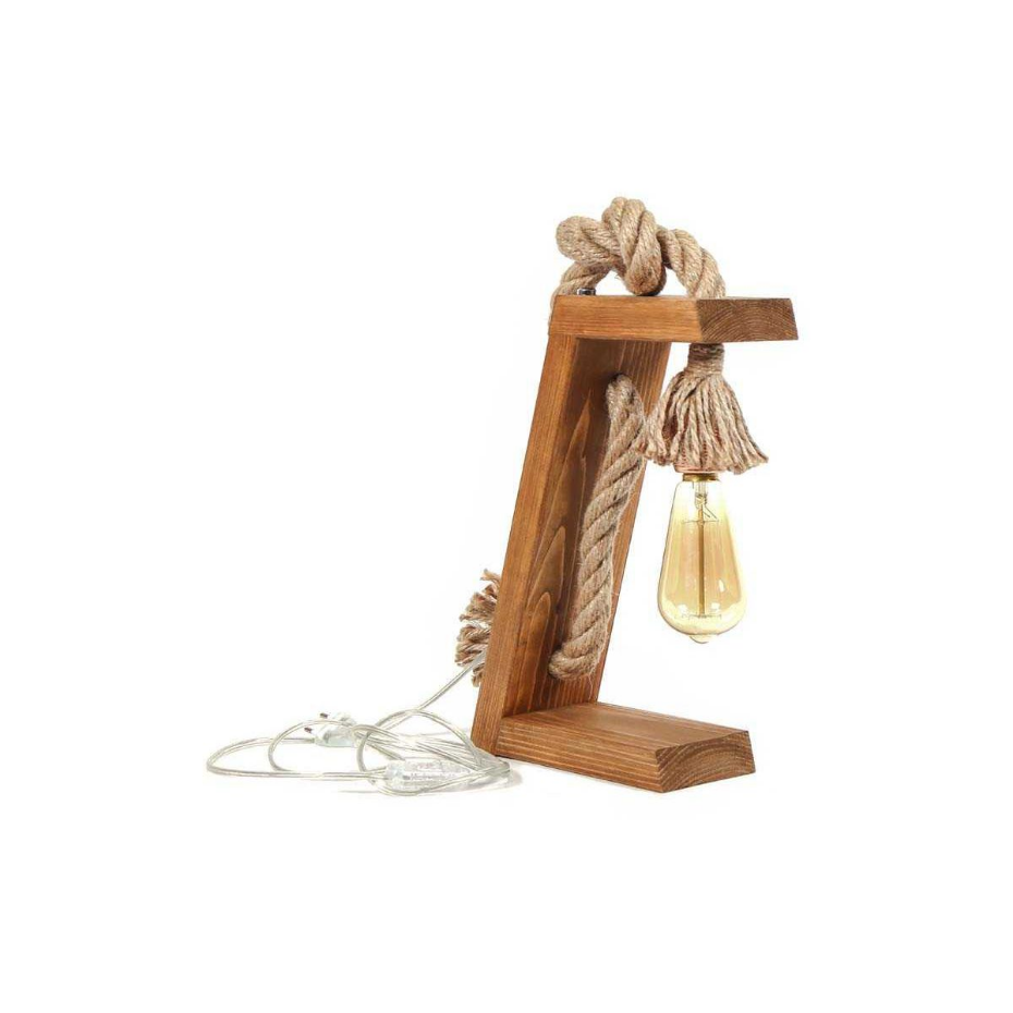 Lampe à poser en sapin et jute Kitt