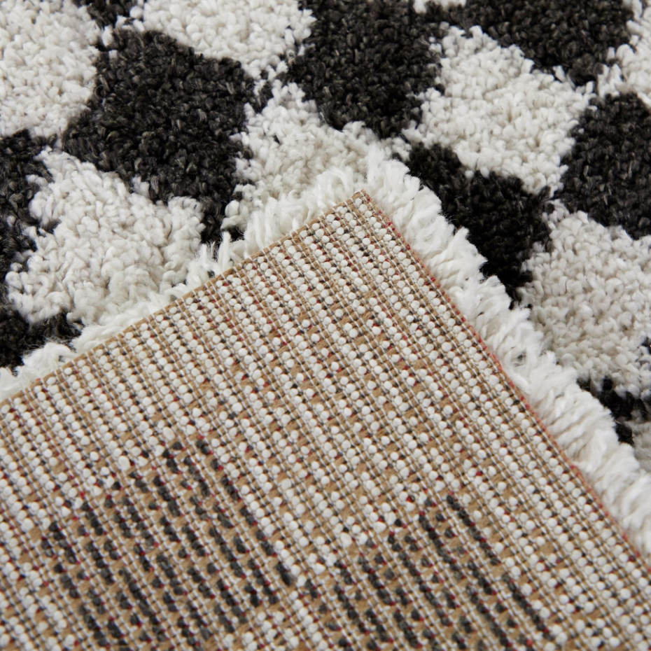 Tapis damier poils longs doux et volumineux CHECKERS
