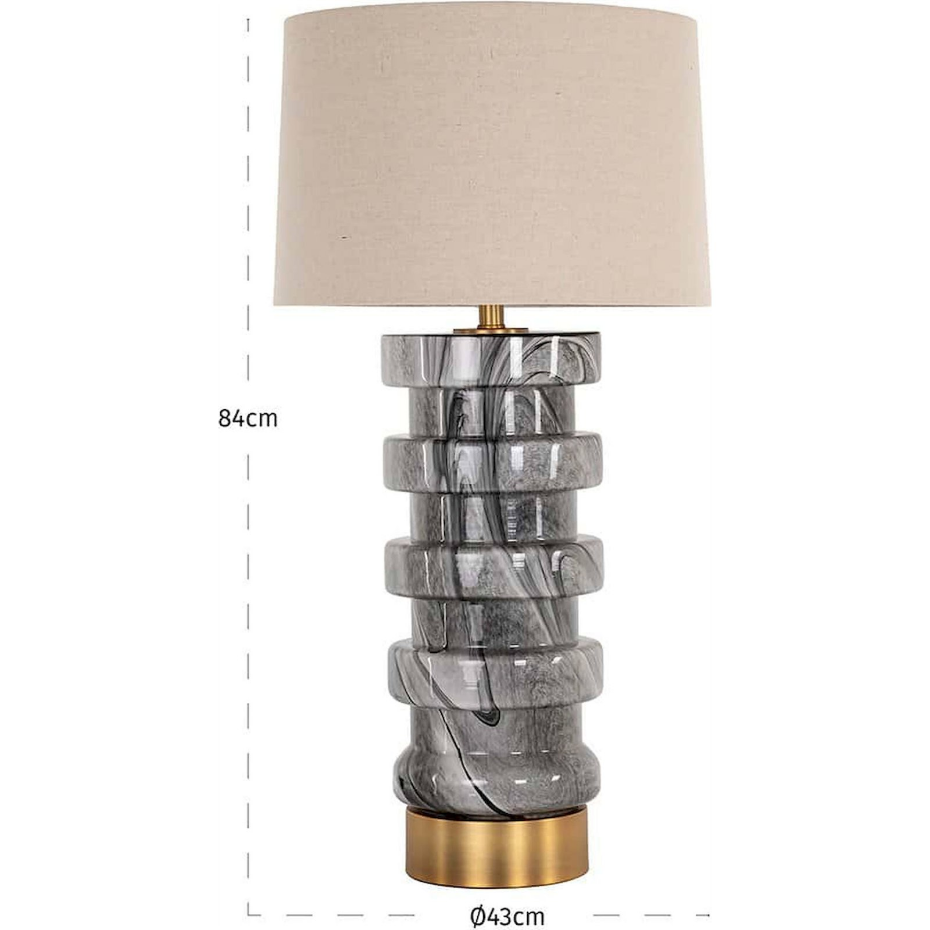 Lampe à poser ronde en verre et marbre