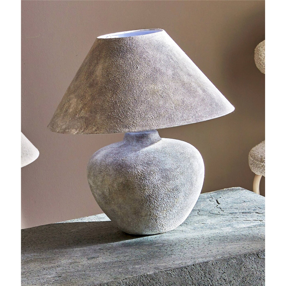Lampe de table en céramique effet pierre ronde