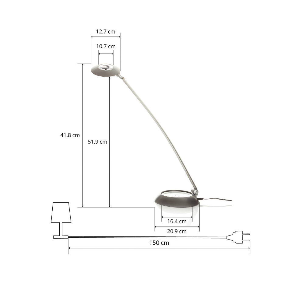 Lampe de bureau en aluminium et acier, FOREVER