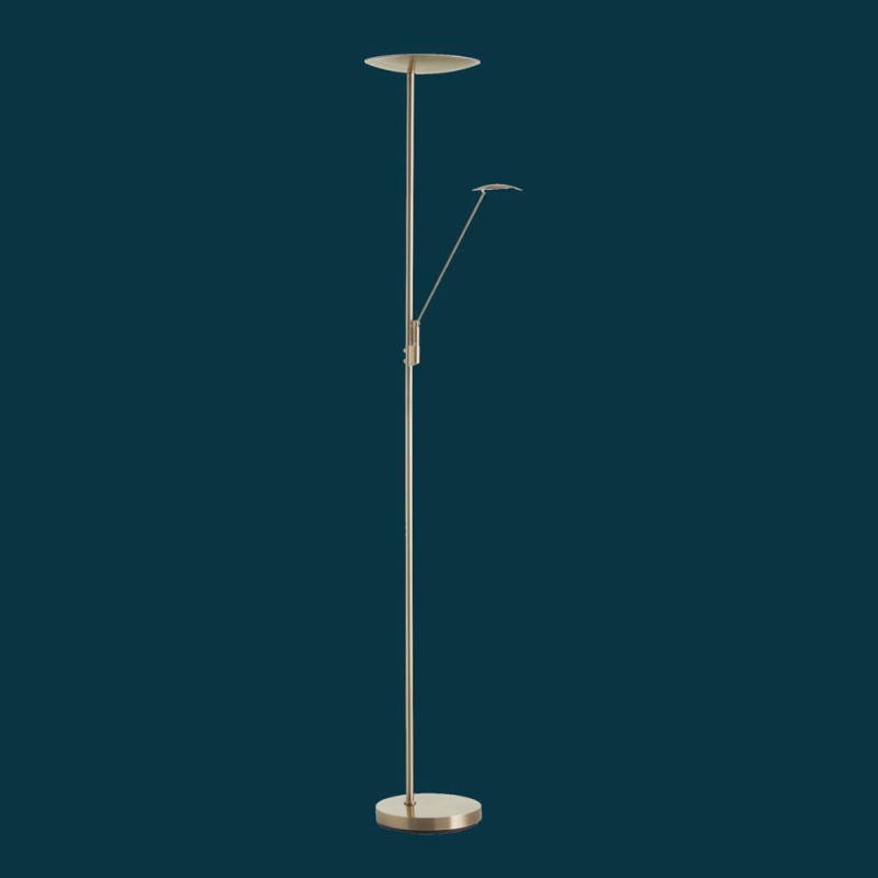Lampadaire Led Daphné Avec Liseuse En Laiton Patiné