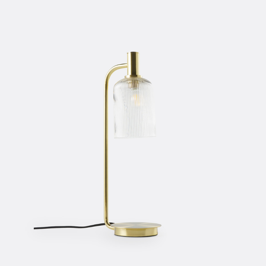 Lampe à poser laiton et verre strié, Bogota