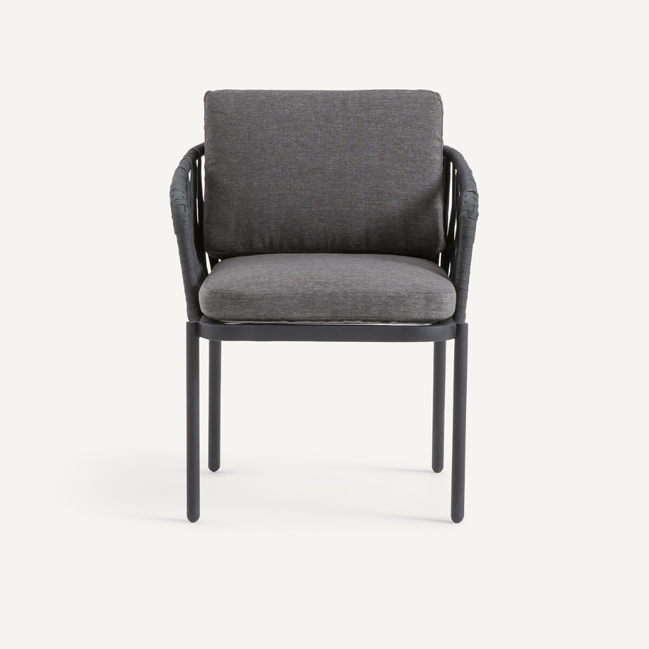 Fauteuil de table en sangles tressées, LEANDRA