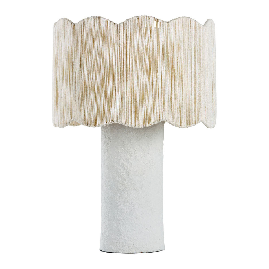 Lampe LEO papier mâché et AJ cylindrique jute