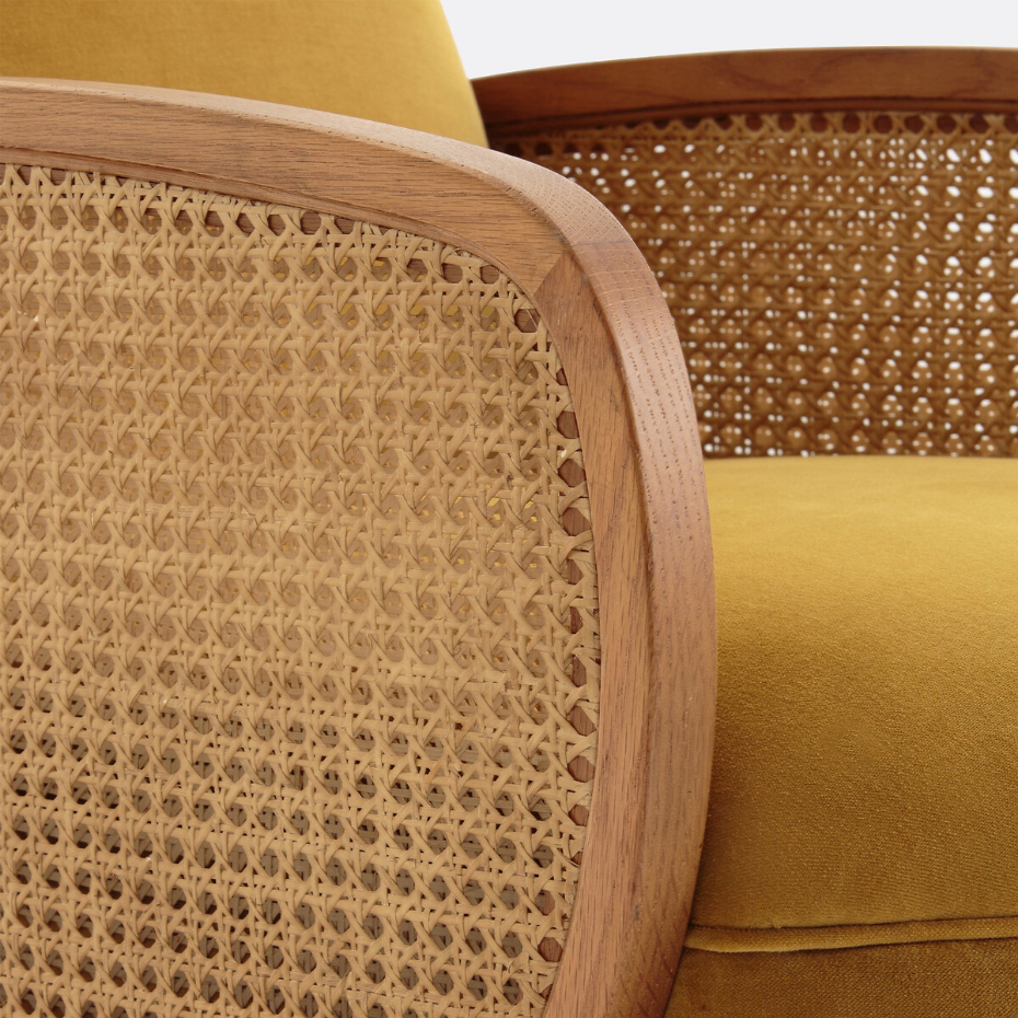 Fauteuil velours et cannage, Buisseau