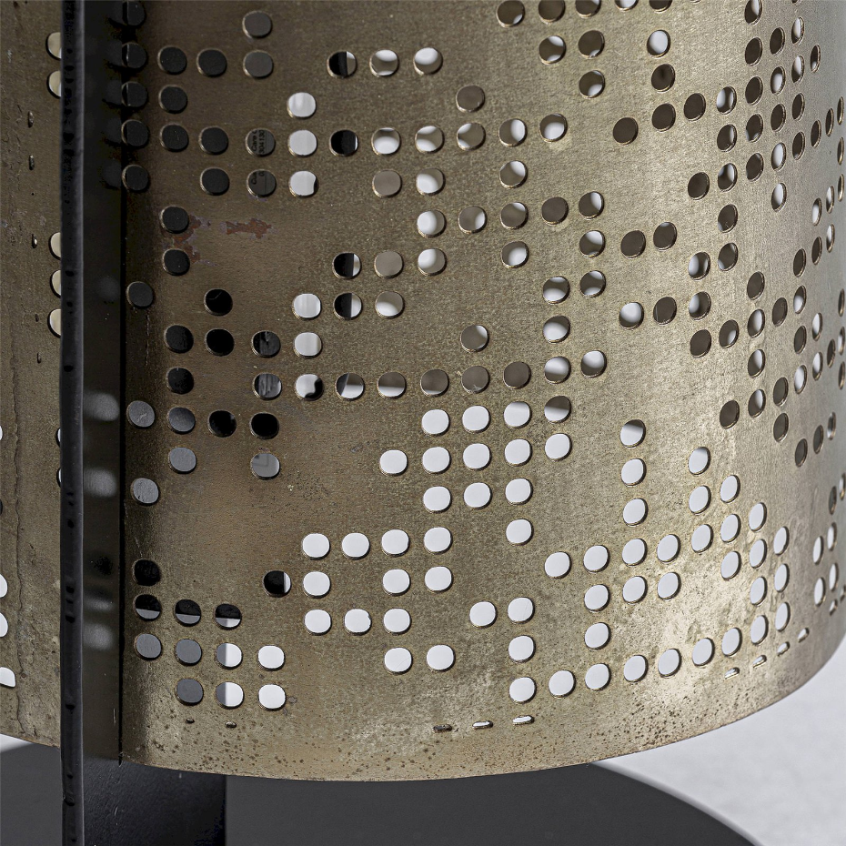 Lampe haute en acier bois et raphia style contemporain