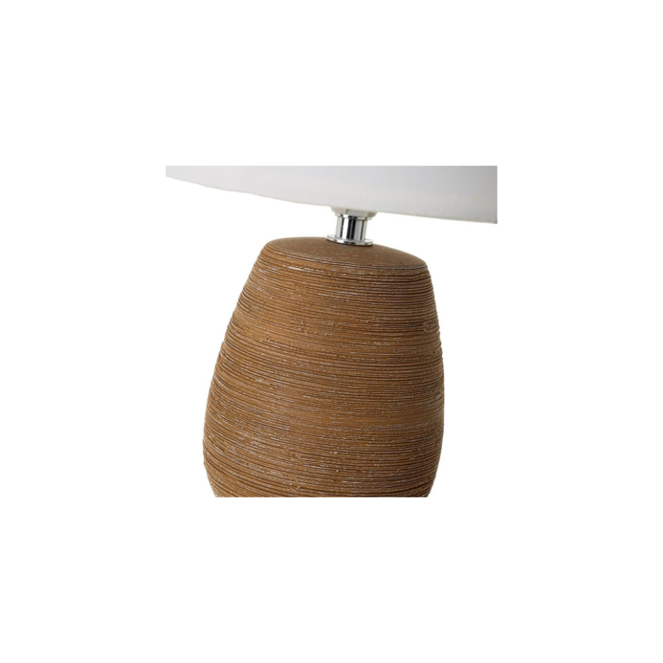 Lampe à poser ronde céramique marron effet naturel - 17x17x27.5cm