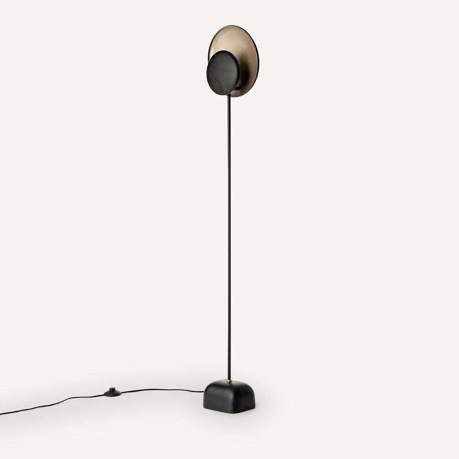 Lampadaire, réflecteurs noir et moka, Naton