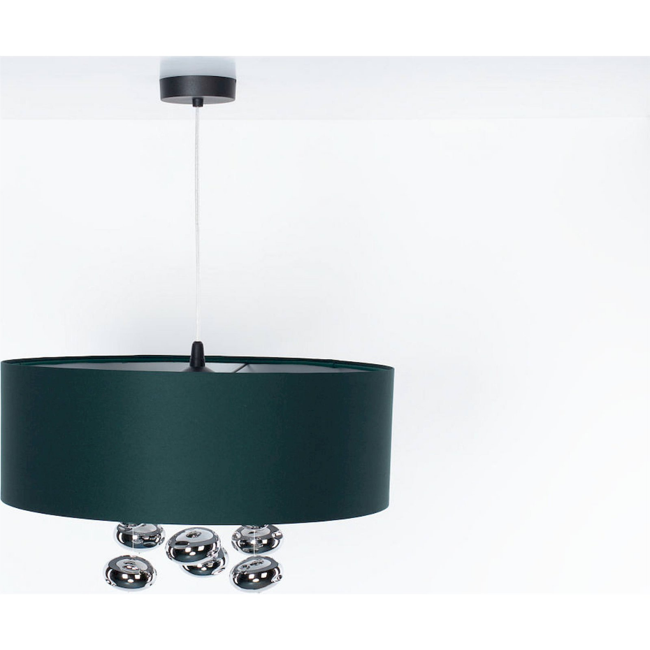 Suspension ronde en tissu avec boules argentées Bubble Light