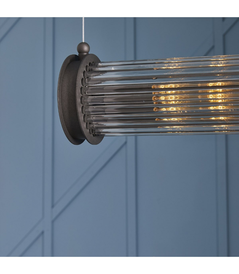 Suspension tube double verre métal gris