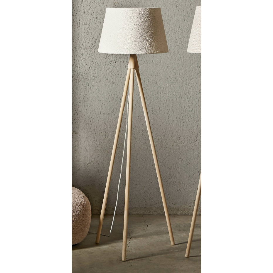 Lampadaire trépied en bois avec abat-jour