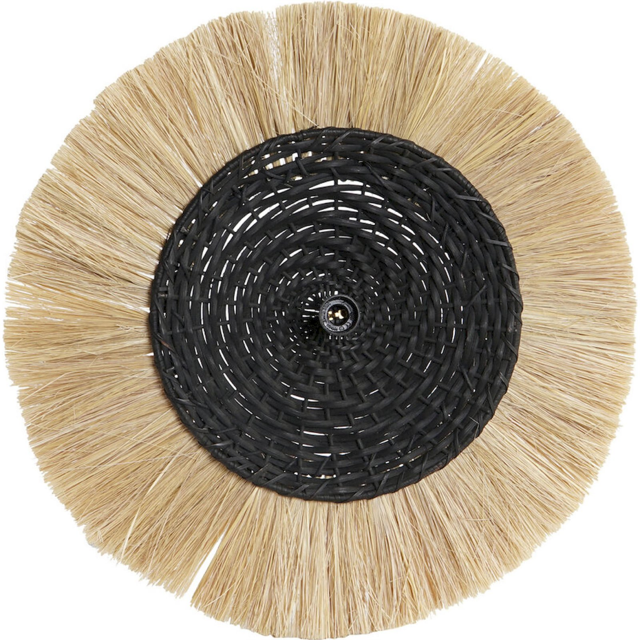 Applique murale ronde en jute et fer Colonial