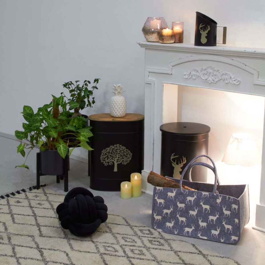 Lampe en bois et abat-jour ruban