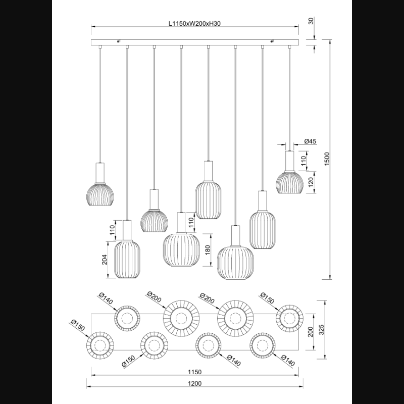 Suspension en verre design, DIVA