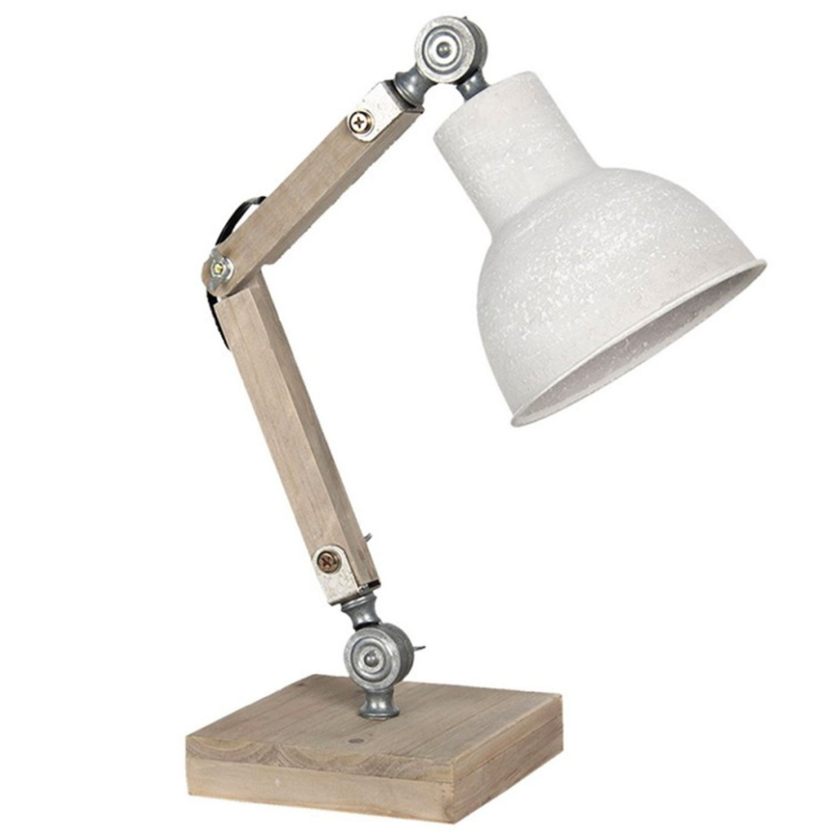 Lampe bureau style industriel en métal et bois 15x15x47cm