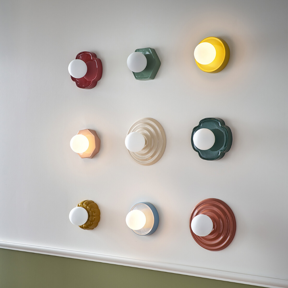 Applique ou plafonnier, à facettes, en céramique et verre opalin, HOLI