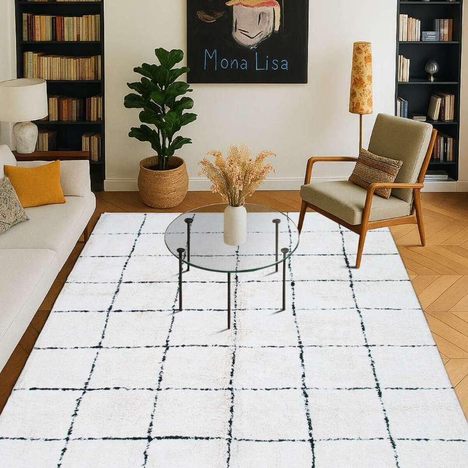 Tapis salon lavable berbère en coton  ATLAS - style bohème