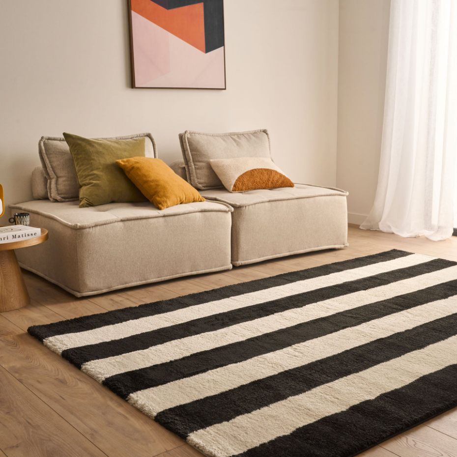 Tapis bicolore à rayures GROOVY