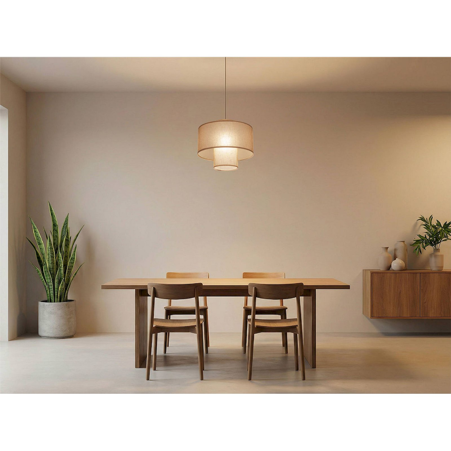 Suspension ronde en jute et lin Twin Light
