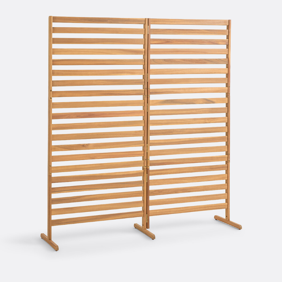 Claustra de jardin en acacia, double panneau, WASSIF